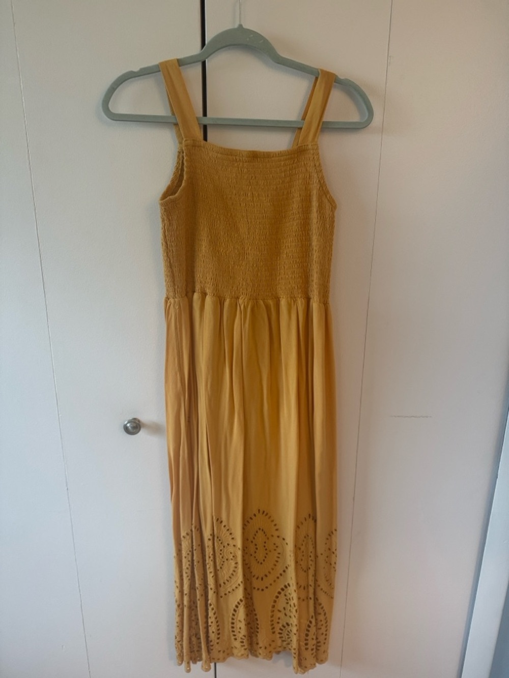 Maurices | Yellow Midi Dress with Eyelet Hem